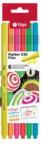 MICROFIBRA FILGO 036 MARKER ESTUCHE FLUO x 6u