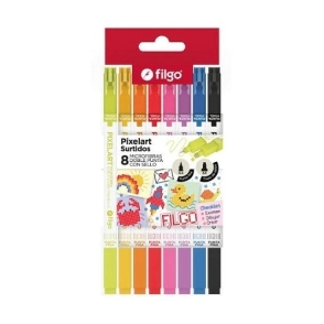 MICROFIBRA FILGO DOBLE PUNTA CON SELLO PIXELART x 8un