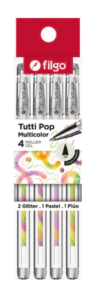 BOLIGRAFO FILGO ROLLER GEL TUTTI POP x 4u (glitter pastel fluo)