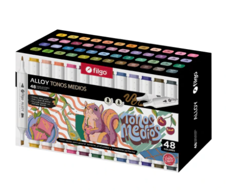 MARCADOR FILGO ALLOY ARTISTICO D/P / ESTUCHE IMANTADO x 48u