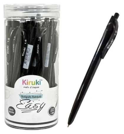 BOLIGRAFO KIRUKI EASY 1mm x 25u NEGRO
