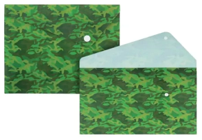 SOBRE LAMA A4 C/BOTON FTSIA. CAMUFLADA VERDE x 12u