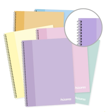 CUADERNO HUSARES 16x21 SOFT RING PASTEL x 80hjs CD