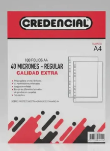 FOLIOS CREDENCIAL A4 40 MICRONES x 100u COMERCIAL