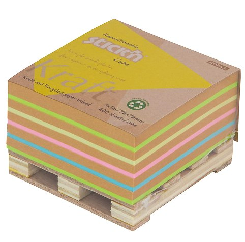 MEMO STICK�N KRAFT 76x76mm x 400hjs RECYCLED