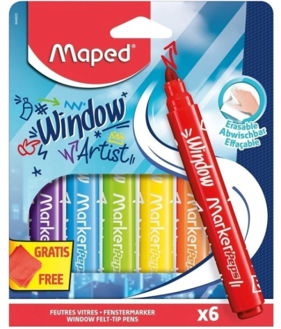 MARCADOR MAPED PARA VIDRIO x 6u + CLOTH ESTU