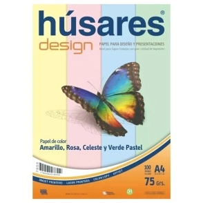 PAPEL HUSARES A4 COMBINADA PASTEL x 100hjs