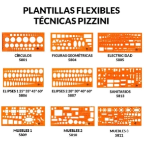 PLANTILLA PIZZINI 5801 CIRCULOS DE 1 A 34mm DE DIAMETRO