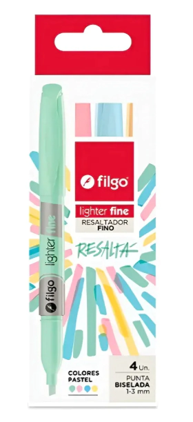RESALTADOR FILGO LIGHTER FINE PASTEL ESTUCHE x 4u SURT