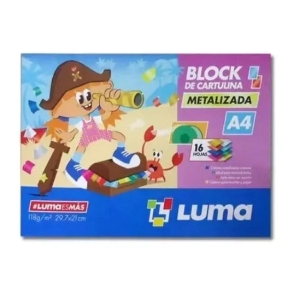 BLOCK LUMA A4 CARTULINA METALIZADA x 16hjs