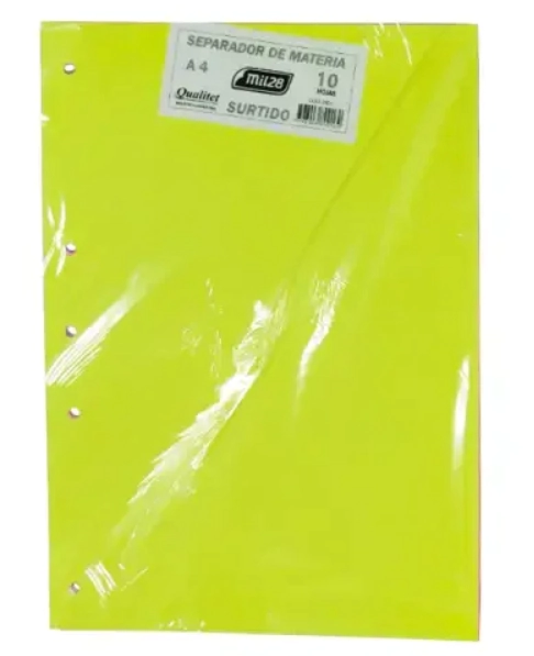 SEPARADOR MIL 28 CART SURTIDO A4 x 10hjs