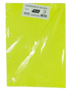 SEPARADOR MIL 28 CART SURTIDO A4 x 10hjs