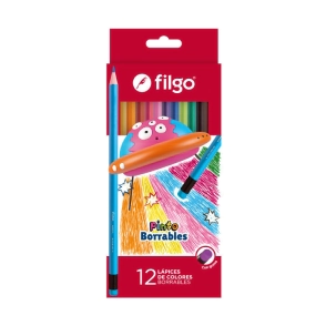 LAPICES COLOR FILGO BORRABLES x 12u
