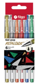 BOLIGRAFO FILGO GEL POP METALIZADO x 6u