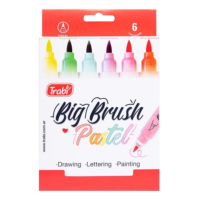 MARCADOR TRABI PINCEL BIG BRUSH PASTEL x 6u SURT