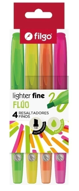RESALTADOR FILGO LIGHTER FINE FLUO ESTUCHE x 4u SURT.